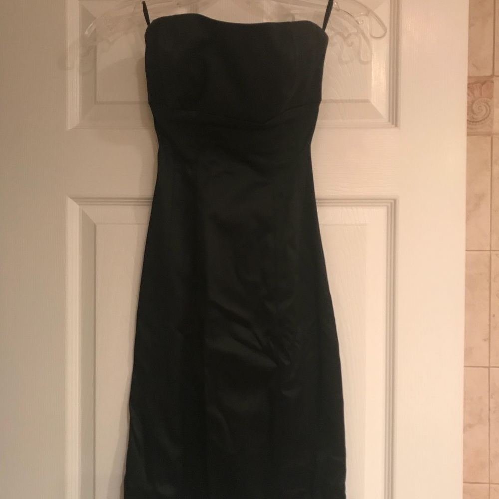 BEBE Strapless black silk dress